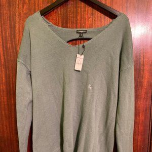Green Express Sweater w/ cutouts in the back